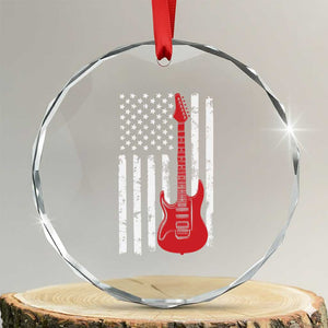 Bass Guitar Player Crystal Glass Ornament USA American Flag Musician Guitarist TS10 Transparent Glass 3'' Circle Print Your Wear