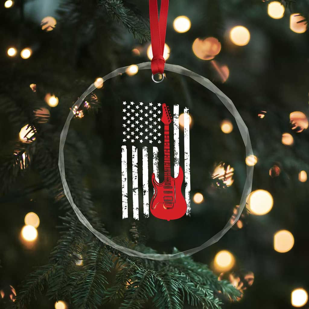 Bass Guitar Player Crystal Glass Ornament USA American Flag Musician Guitarist TS10 Print Your Wear