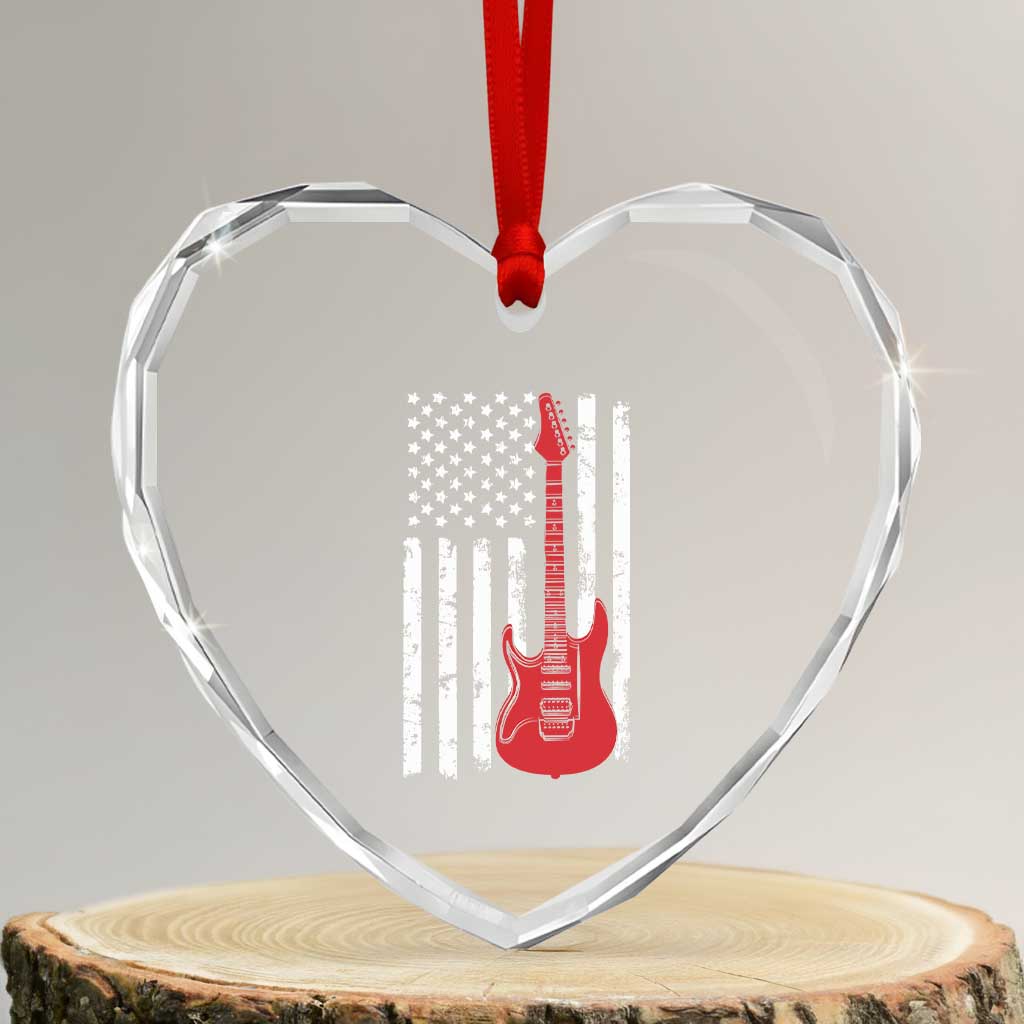 Bass Guitar Player Heart Crystal Glass Ornament USA American Flag Musician Guitarist TS10 Transparent Glass 3'' Heart Print Your Wear