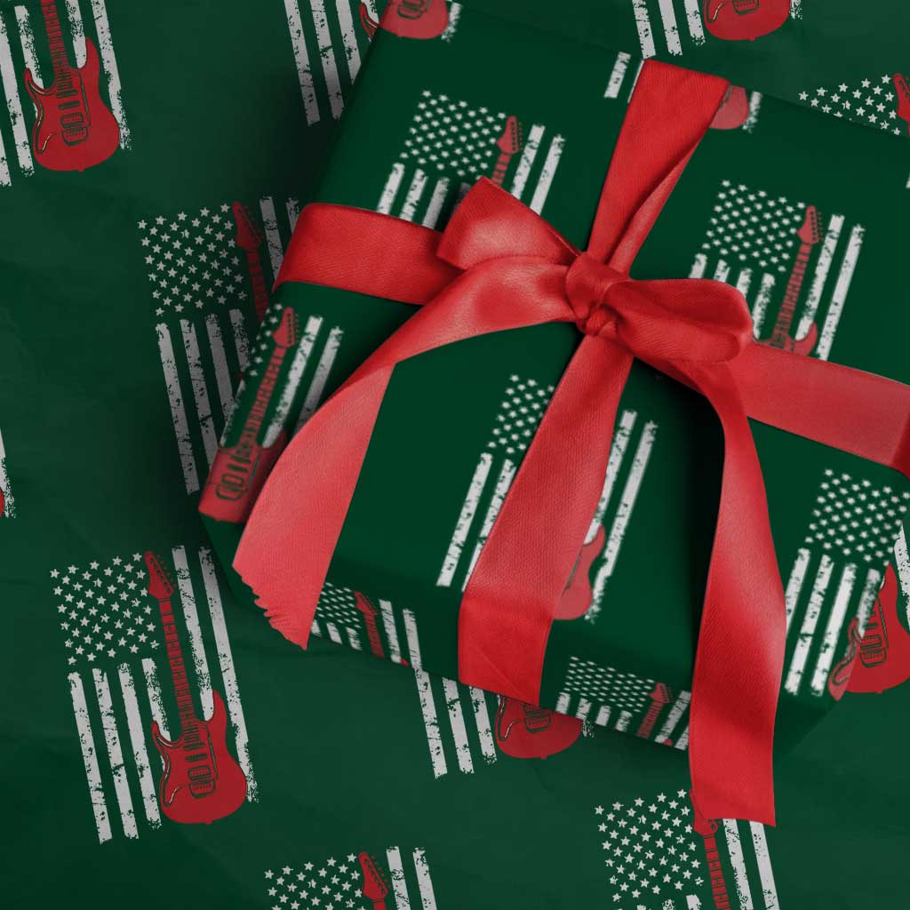 Bass Guitar Player Wrapping Paper Roll USA American Flag Musician Guitarist TS10 Green Print Your Wear