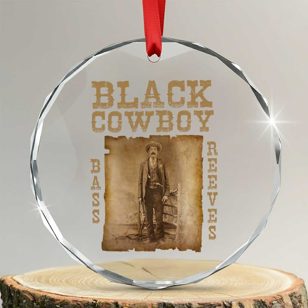 Bass Reeves Crystal Glass Ornament Black Cowboy Western Legend Vintage TS02 Transparent Glass 3'' Circle Print Your Wear