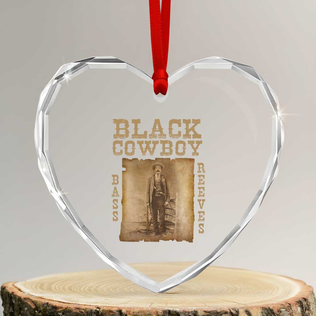 Bass Reeves Heart Crystal Glass Ornament Black Cowboy Western Legend Vintage TS02 Transparent Glass 3'' Heart Print Your Wear
