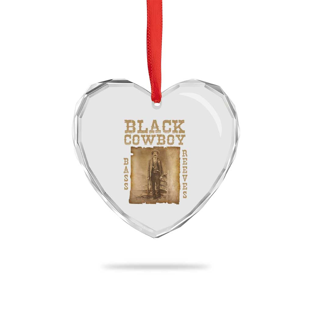 Bass Reeves Heart Crystal Glass Ornament Black Cowboy Western Legend Vintage TS02 Print Your Wear