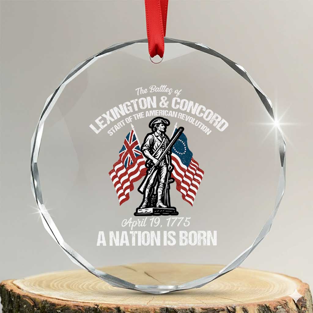 Battle of Lexington and Concord Crystal Glass Ornament American Revolution April 19 1775 Patriotic TS02 Transparent Glass 3'' Circle Print Your Wear