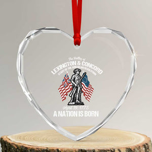 Battle of Lexington and Concord Heart Crystal Glass Ornament American Revolution April 19 1775 Patriotic TS02 Transparent Glass 3'' Heart Print Your Wear