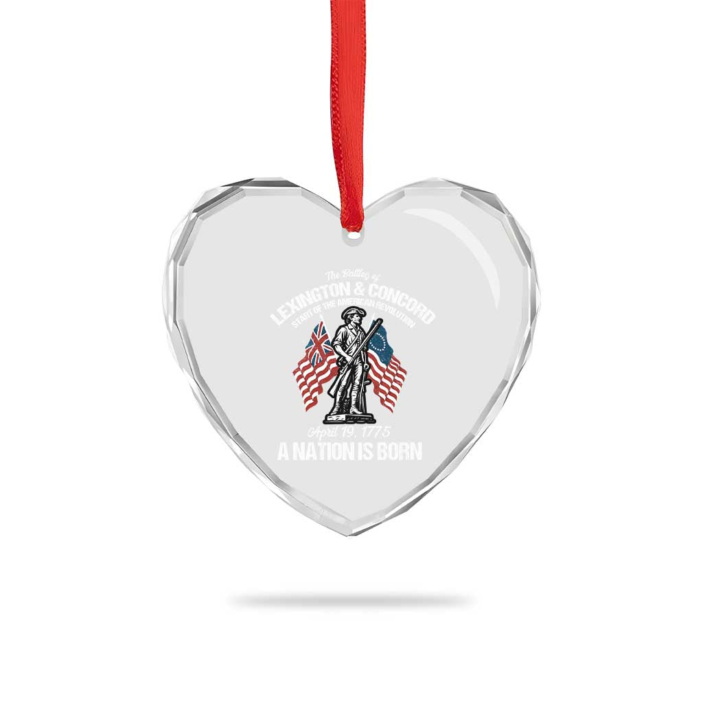 Battle of Lexington and Concord Heart Crystal Glass Ornament American Revolution April 19 1775 Patriotic TS02 Print Your Wear