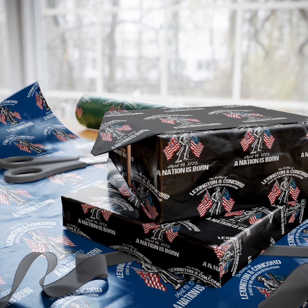Battle of Lexington and Concord Wrapping Paper Roll American Revolution April 19 1775 Patriotic TS02 Black Print Your Wear