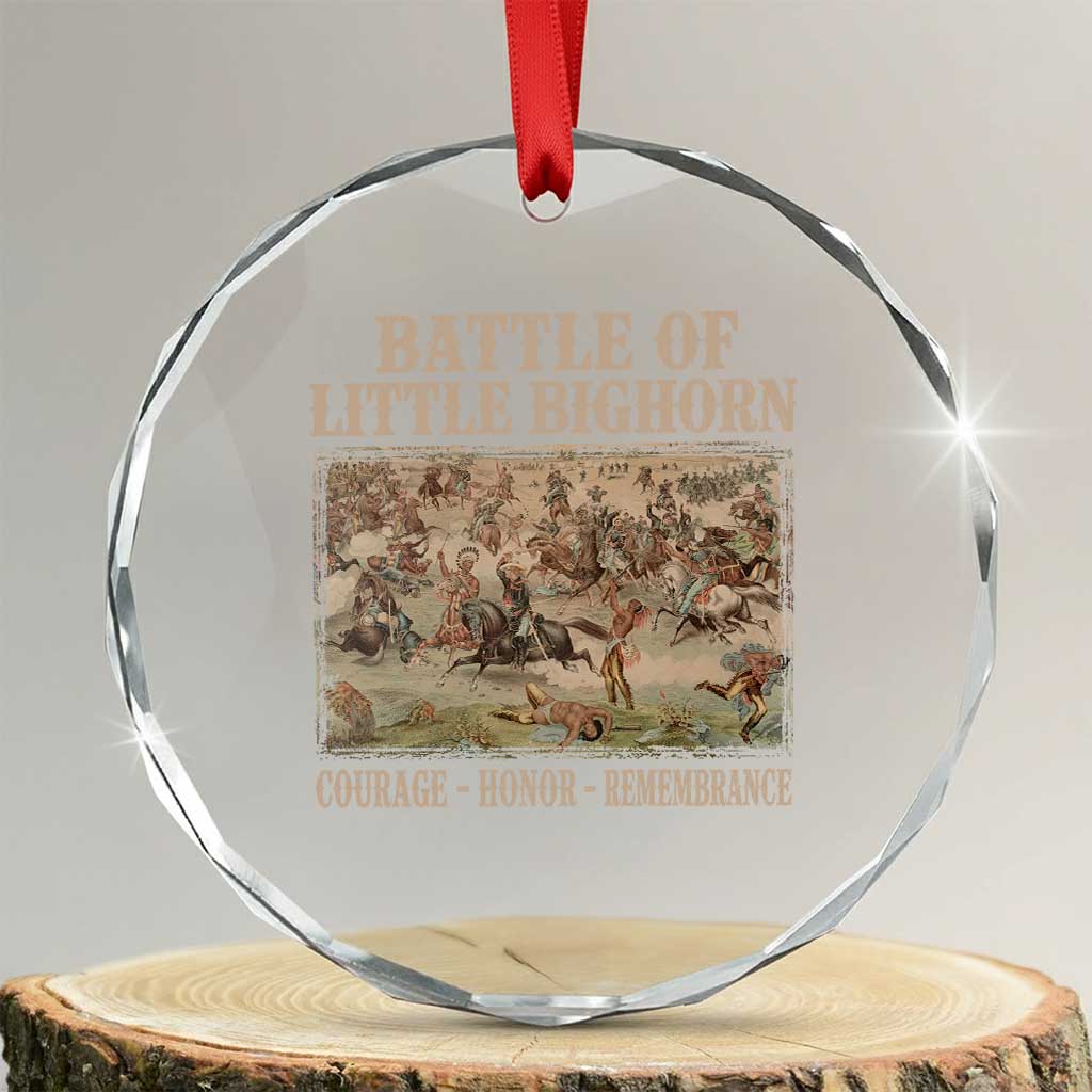 Battle of Little Bighorn Crystal Glass Ornament Courage Honor Remember Native American TS11 Transparent Glass 3'' Circle Print Your Wear