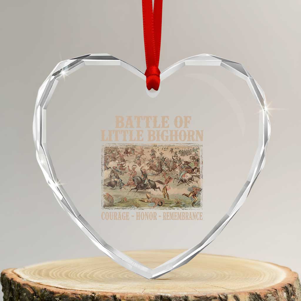Battle of Little Bighorn Heart Crystal Glass Ornament Courage Honor Remember Native American TS11 Transparent Glass 3'' Heart Print Your Wear