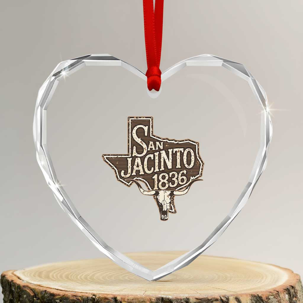 Battle of San Jacinto 1836 Texas History Independence Day Heart Crystal Glass Ornament TS11 Transparent Glass 3'' Heart Print Your Wear