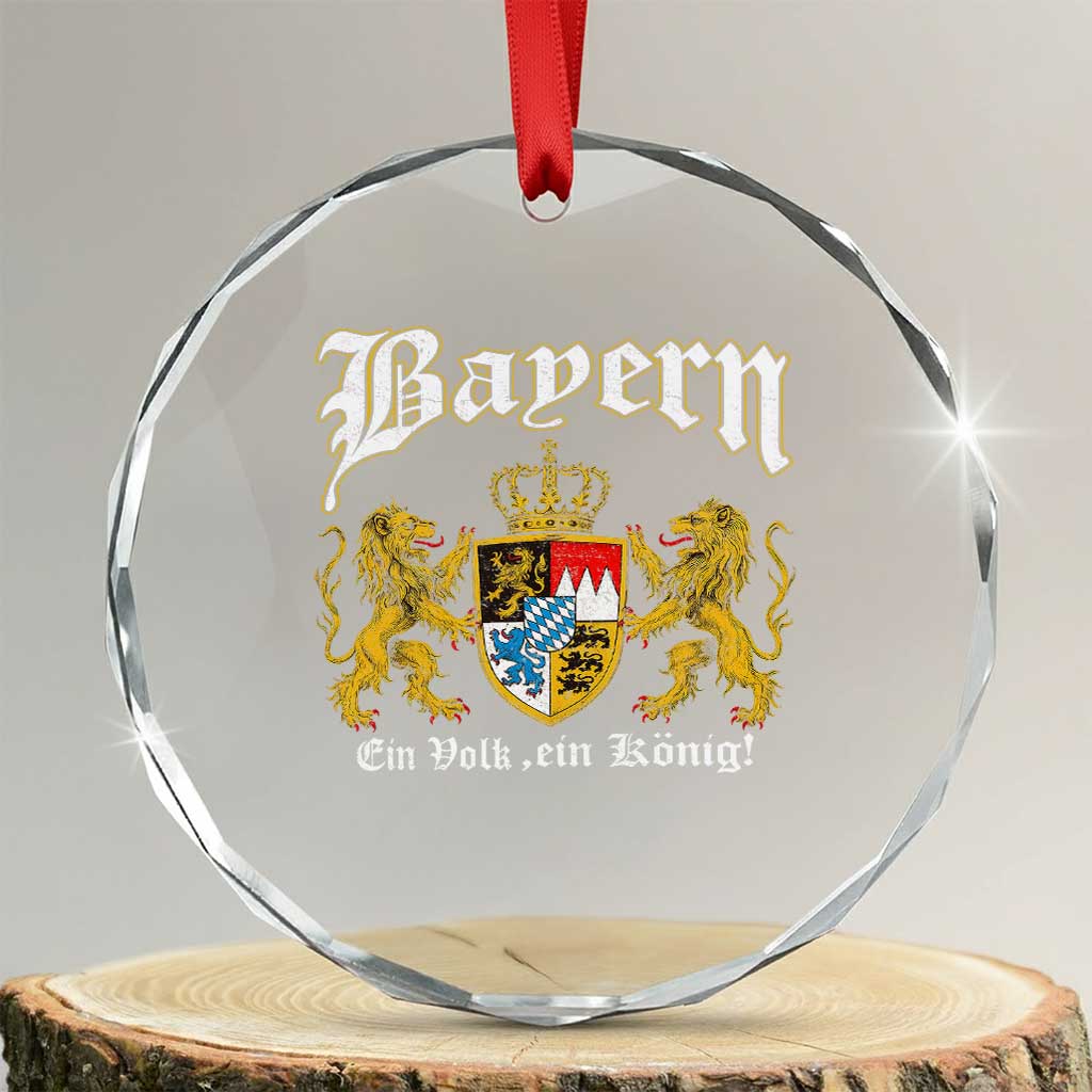 Bavarian German Pride Crystal Glass Ornament Bayern Ein Volk Ein Konig TS11 Transparent Glass 3'' Circle Print Your Wear
