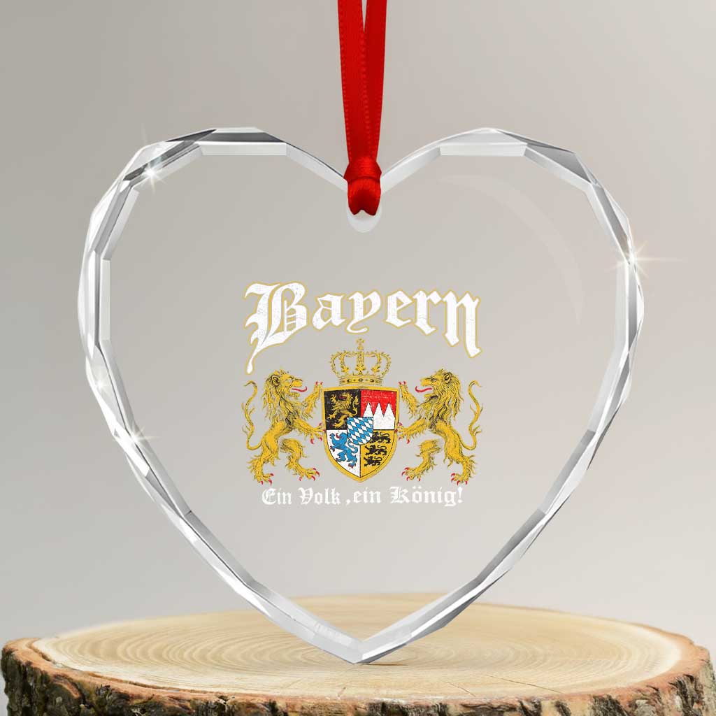 Bavarian German Pride Heart Crystal Glass Ornament Bayern Ein Volk Ein Konig TS11 Transparent Glass 3'' Heart Print Your Wear