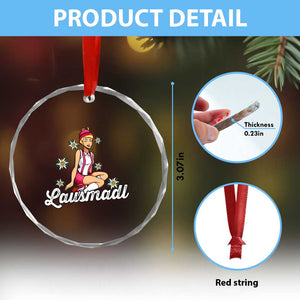 Bavarian Pin Up Girl Lausmadl Crystal Glass Ornament Oktoberfest Edelweiss Flowers TS02 Print Your Wear