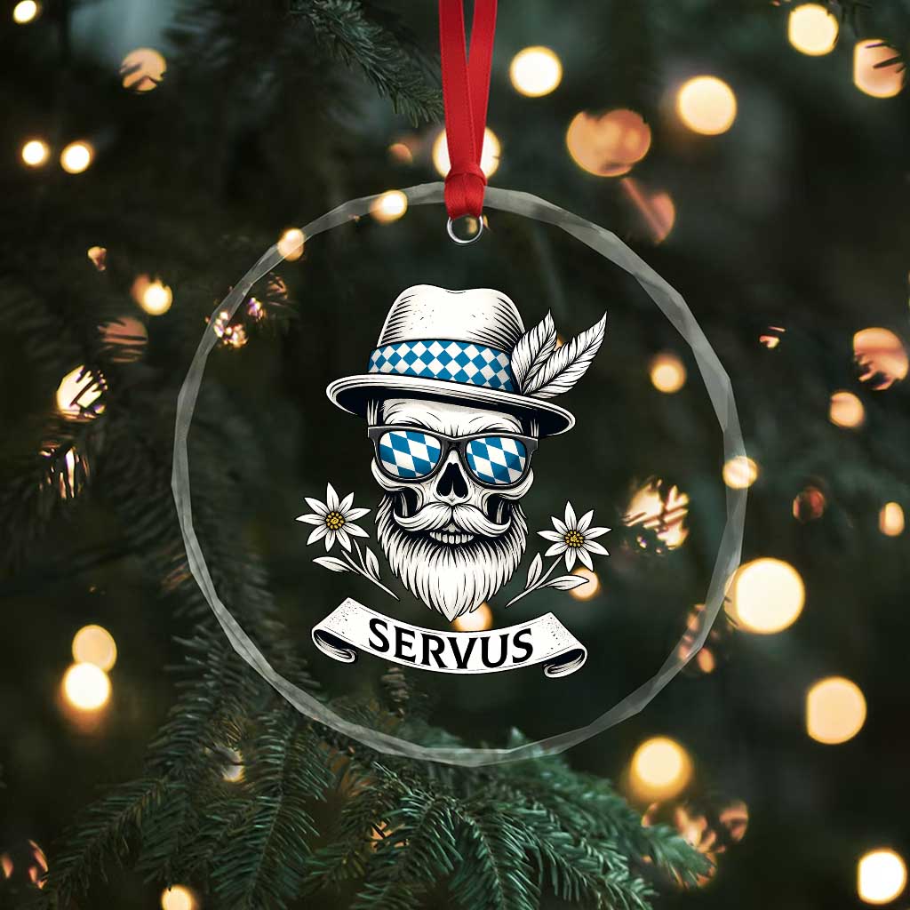 Bavarian Skull Servus Oktoberfest Crystal Glass Ornament Cool Alpine Hat Tyrolean German Tradition Style TS02 Print Your Wear
