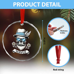 Bavarian Skull Servus Oktoberfest Crystal Glass Ornament Cool Alpine Hat Tyrolean German Tradition Style TS02 Print Your Wear