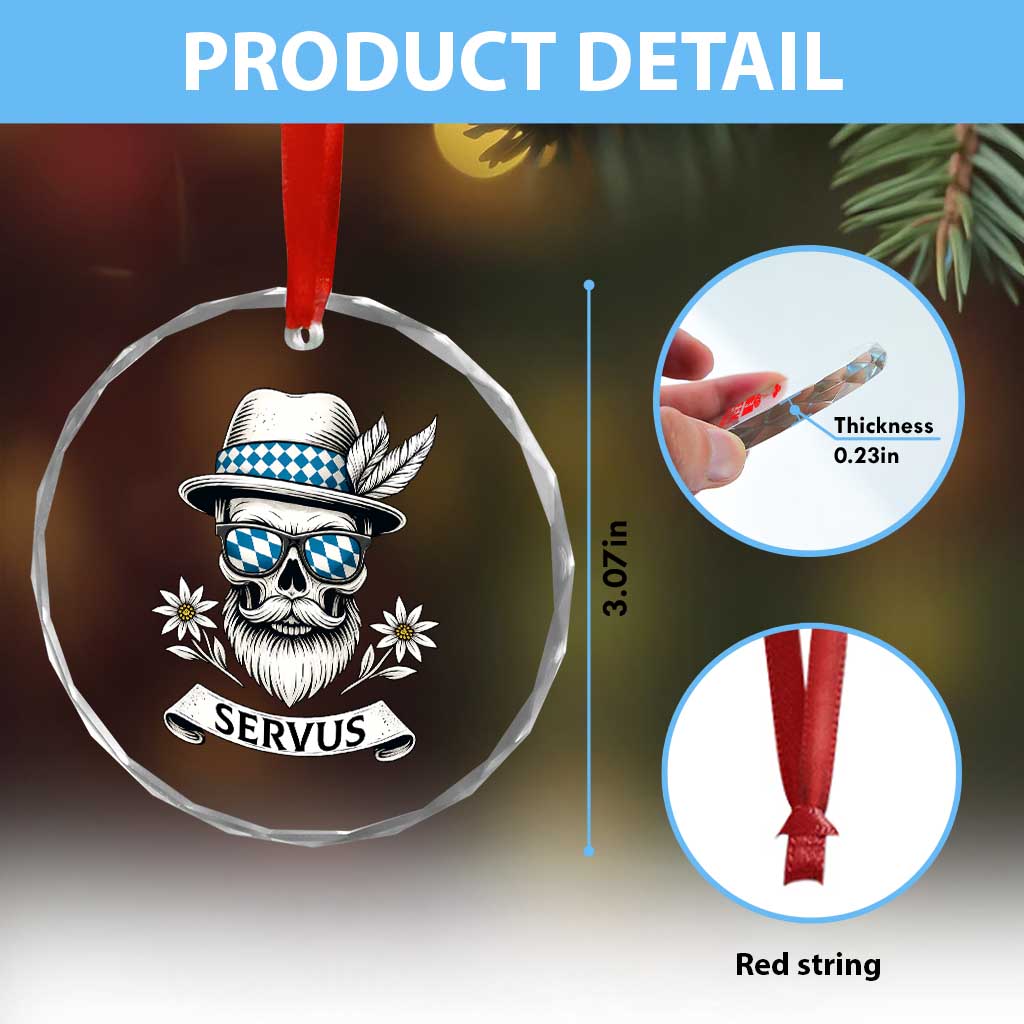 Bavarian Skull Servus Oktoberfest Crystal Glass Ornament Cool Alpine Hat Tyrolean German Tradition Style TS02 Print Your Wear
