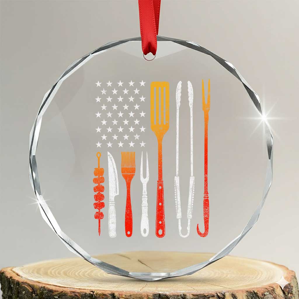 Bbq Smoker Crystal Glass Ornament Barbecue Chef Smoking Tools Grilling Pit Master USA Flag TS10 Transparent Glass 3'' Circle Print Your Wear