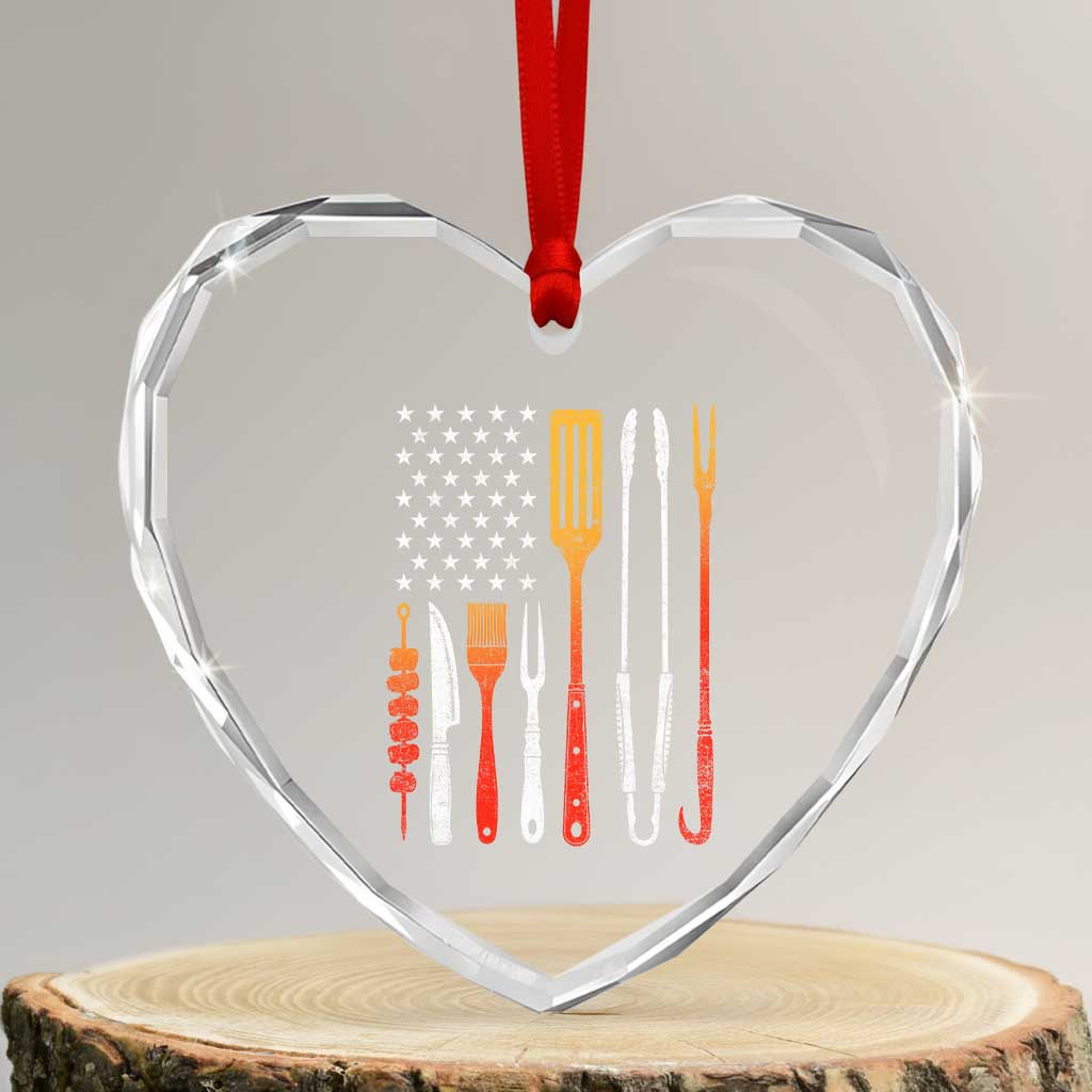 Bbq Smoker Heart Crystal Glass Ornament Barbecue Chef Smoking Tools Grilling Pit Master USA Flag TS10 Transparent Glass 3'' Heart Print Your Wear