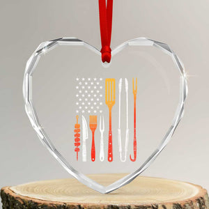Bbq Smoker Heart Crystal Glass Ornament Barbecue Chef Smoking Tools Grilling Pit Master USA Flag TS10 Transparent Glass 3'' Heart Print Your Wear