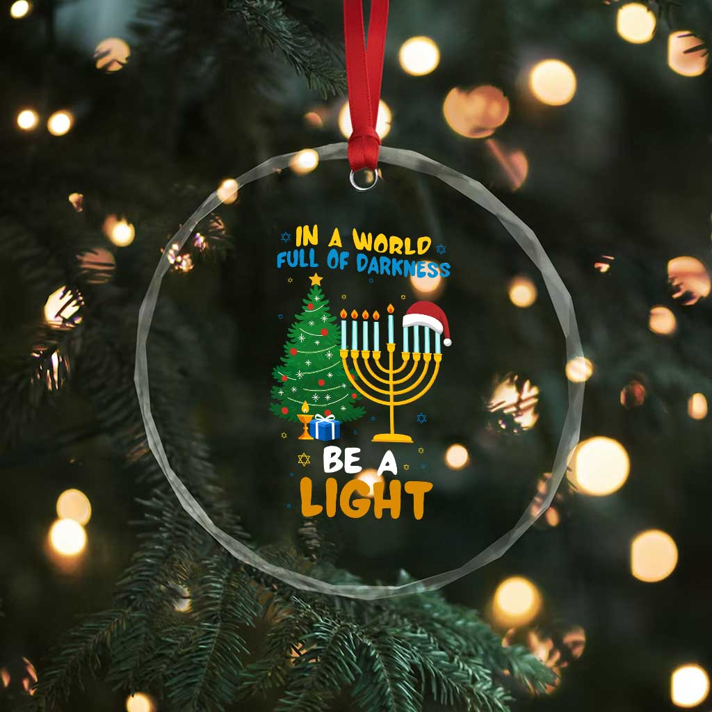 Be A Light Christmas Hanukkah Crystal Glass Ornament Interfaith Family Gift TS12 Print Your Wear