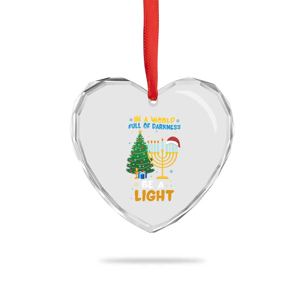 Be A Light Christmas Hanukkah Heart Crystal Glass Ornament Interfaith Family Gift TS12 Print Your Wear