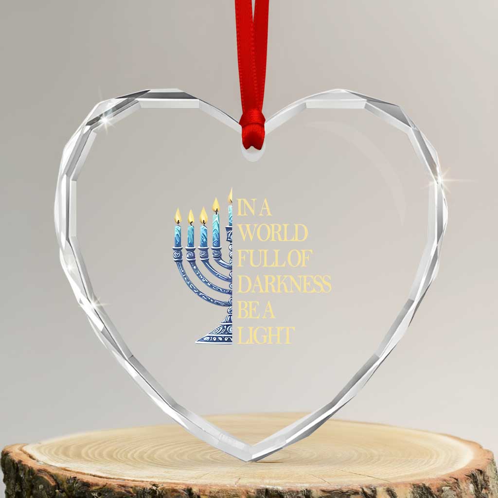 Be A Light Hanukkah Heart Crystal Glass Ornament TS09 Transparent Glass 3'' Heart Print Your Wear