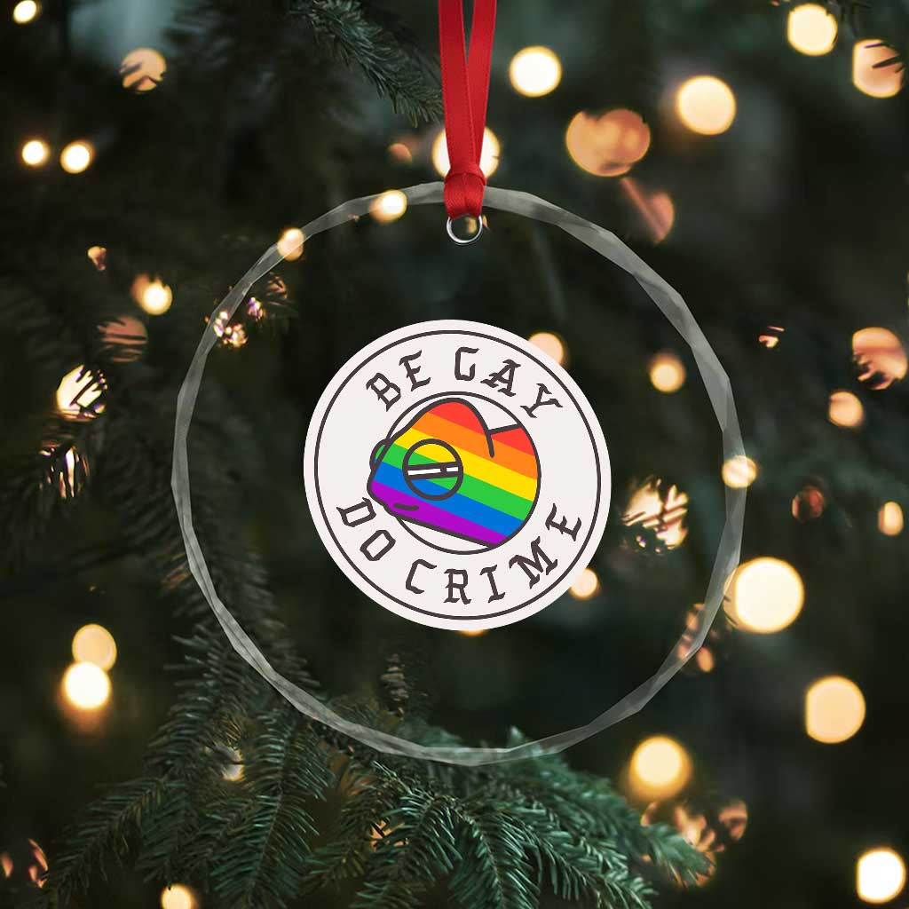 Be Gay Do Crime Rainbow Chameleon LGBTQ Pride Flag Crystal Glass Ornament TS10 Print Your Wear