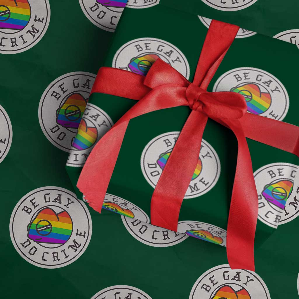 Be Gay Do Crime Rainbow Chameleon LGBTQ Pride Flag Wrapping Paper Roll TS10 Green Print Your Wear