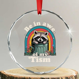Be in Awe of My Tism Crystal Glass Ornament Funny Raccoon Autism Acceptance TS14 Transparent Glass 3'' Circle Print Your Wear
