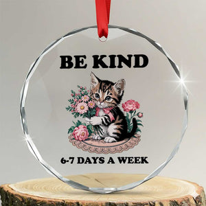 Be Kind 6 7 Days a Week Crystal Glass Ornament Funny Six Seven Cat Teacher Meme TS14 Transparent Glass 3'' Circle Print Your Wear