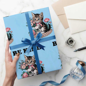 Be Kind 6 7 Days a Week Wrapping Paper Roll Funny Six Seven Cat Teacher Meme TS14 Light Blue Print Your Wear
