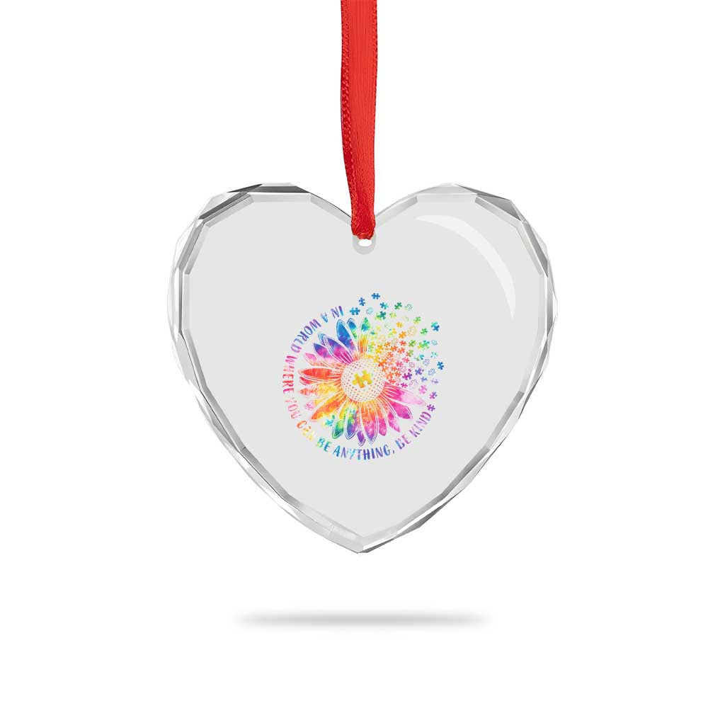 Be Kind Autism Awareness Heart Crystal Glass Ornament Kindness Sunflower Tie Dye Puzzle TS02 Print Your Wear