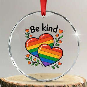 Be Kind Rainbow Heart Crystal Glass Ornament Spread Kindness LGBTQ Love Pride Month TS02 Transparent Glass 3'' Circle Print Your Wear