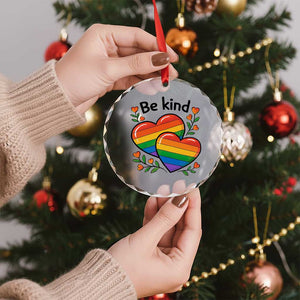 Be Kind Rainbow Heart Crystal Glass Ornament Spread Kindness LGBTQ Love Pride Month TS02 Print Your Wear