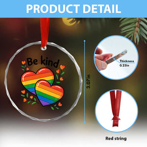 Be Kind Rainbow Heart Crystal Glass Ornament Spread Kindness LGBTQ Love Pride Month TS02 Print Your Wear