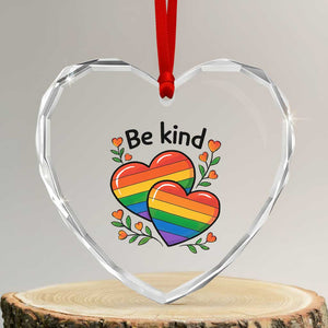 Be Kind Rainbow Heart Heart Crystal Glass Ornament Spread Kindness LGBTQ Love Pride Month TS02 Transparent Glass 3'' Heart Print Your Wear