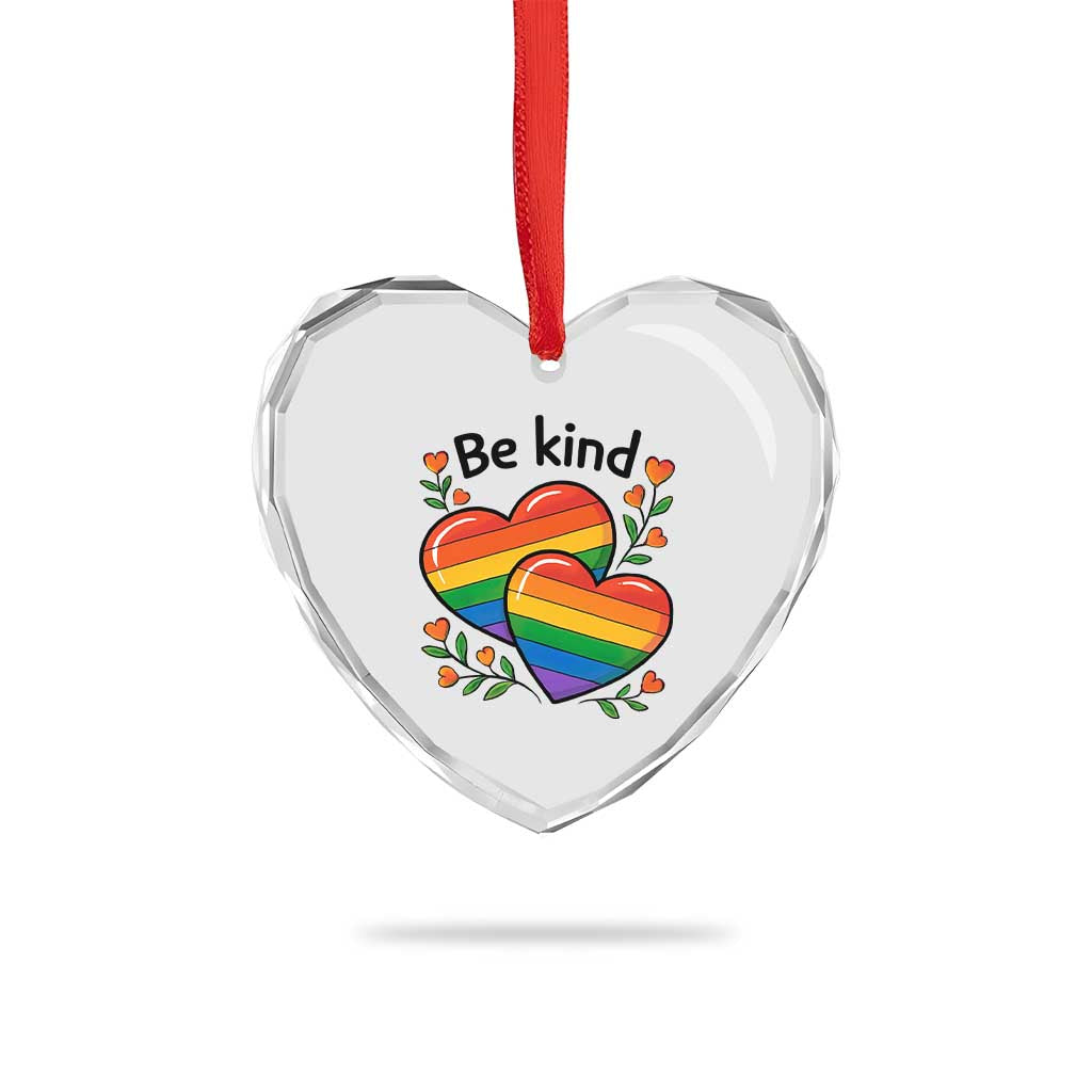 Be Kind Rainbow Heart Heart Crystal Glass Ornament Spread Kindness LGBTQ Love Pride Month TS02 Print Your Wear