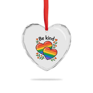 Be Kind Rainbow Heart Heart Crystal Glass Ornament Spread Kindness LGBTQ Love Pride Month TS02 Print Your Wear