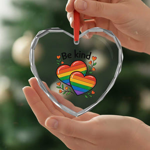 Be Kind Rainbow Heart Heart Crystal Glass Ornament Spread Kindness LGBTQ Love Pride Month TS02 Print Your Wear