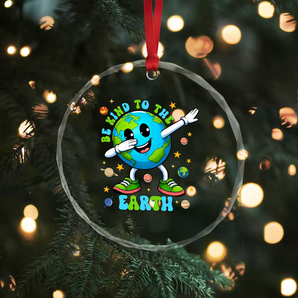 Be Kind To The Earth Crystal Glass Ornament Cute Environmental Awareness Earth Day TS14 Print Your Wear