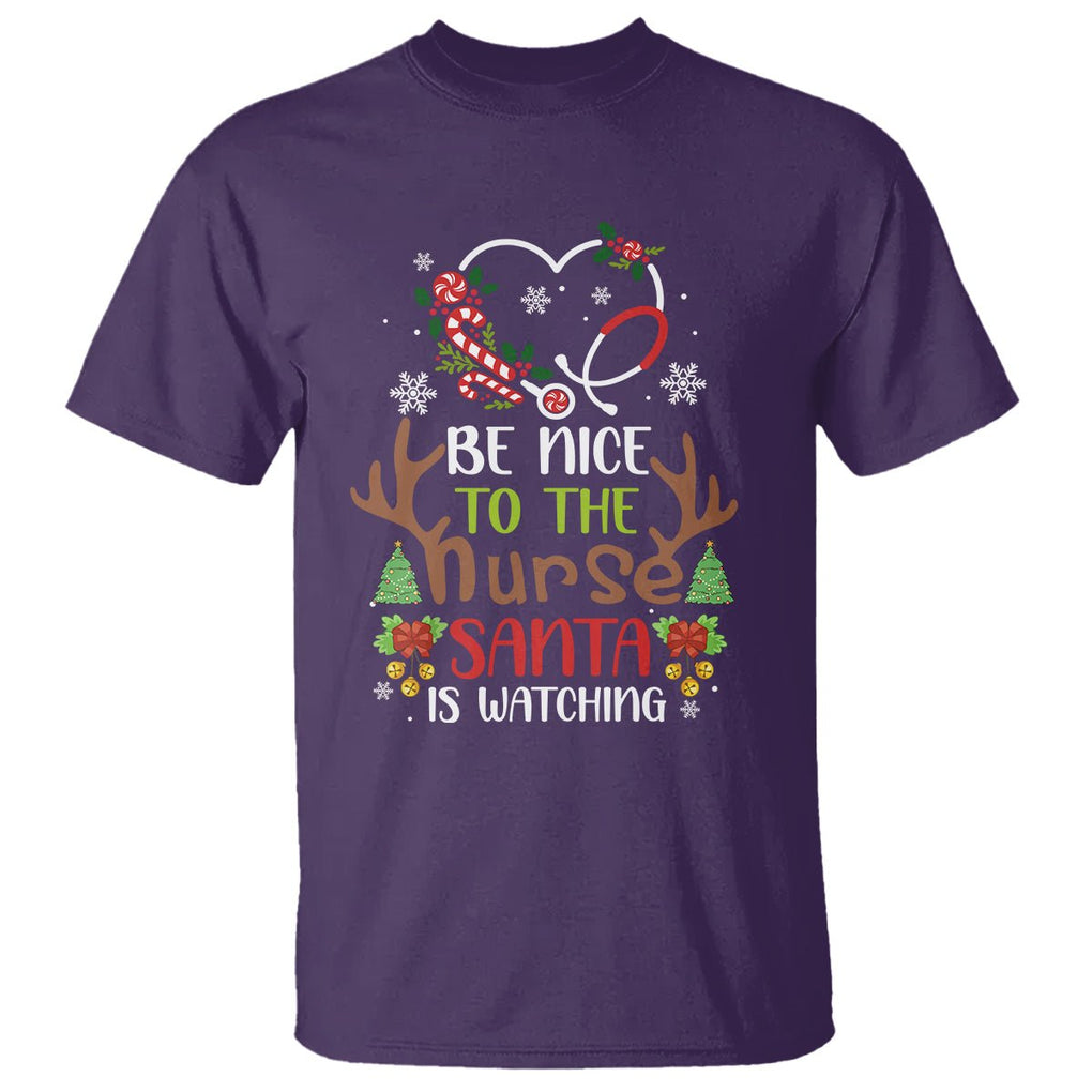 Be Nice To The Nurse Santa is Watching Funny Christmas T Shirt TS09 Printyourwear