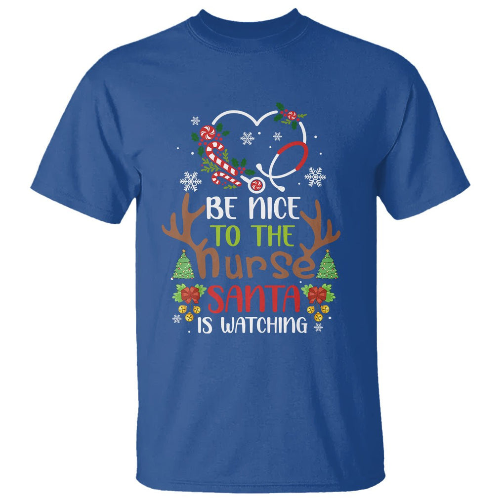 Be Nice To The Nurse Santa is Watching Funny Christmas T Shirt TS09 Printyourwear