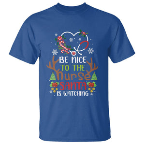 Be Nice To The Nurse Santa is Watching Funny Christmas T Shirt TS09 Printyourwear