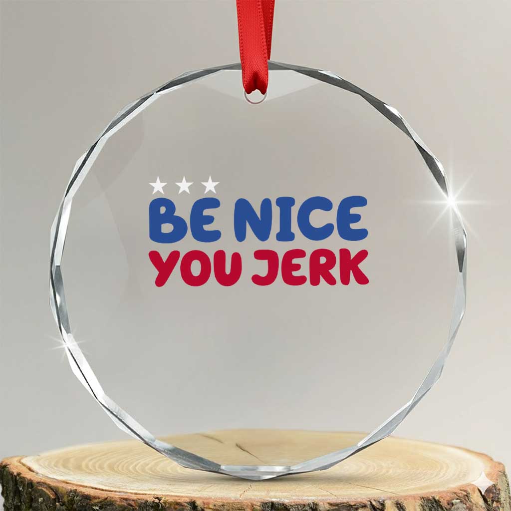 Be Nice You Jerk Crystal Glass Ornament Sarcastic Humor Quote TS14 Transparent Glass 3'' Circle Print Your Wear