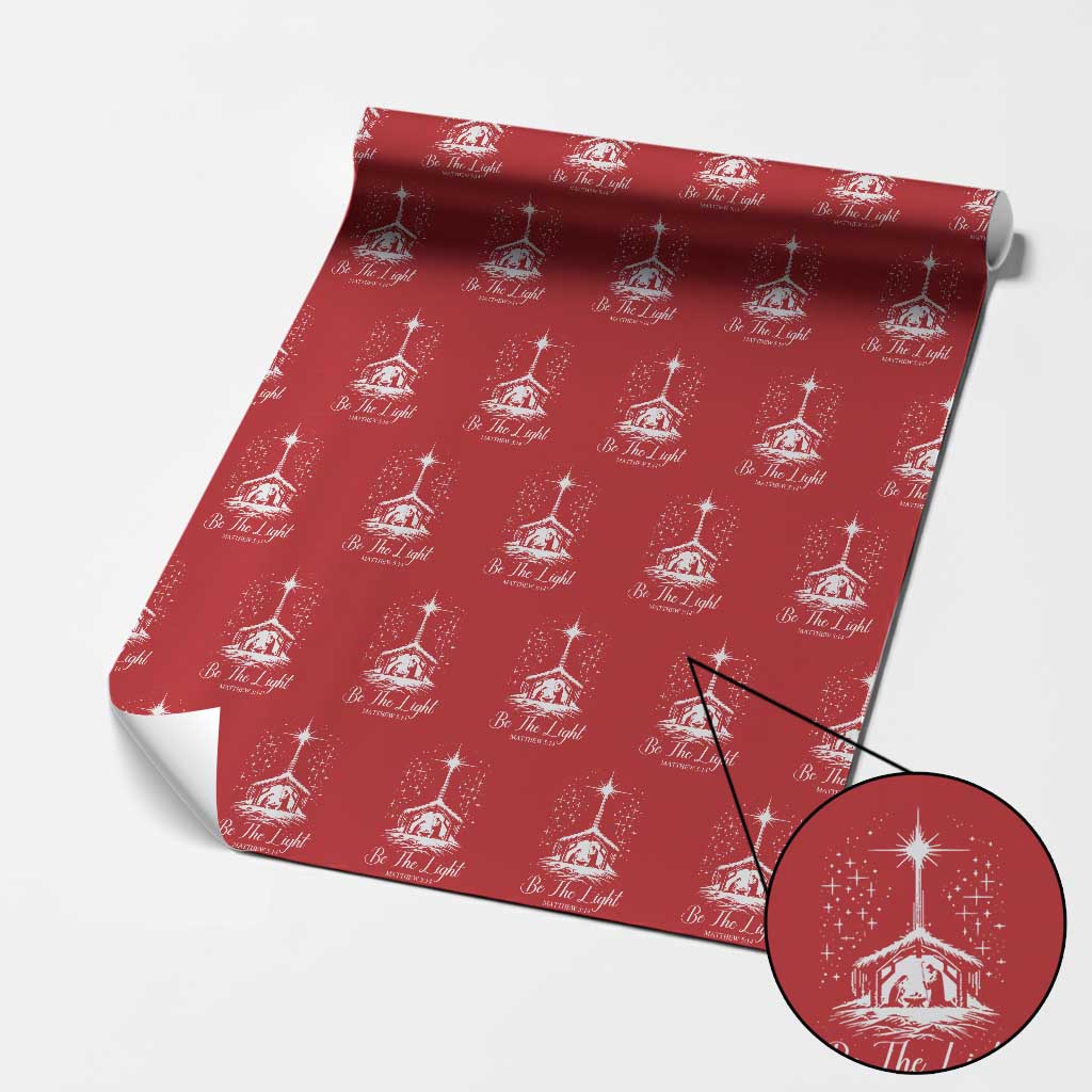 Be The Light Christian Christmas Wrapping Paper Roll Nativity Scene Bible Verse TS11 Red Print Your Wear