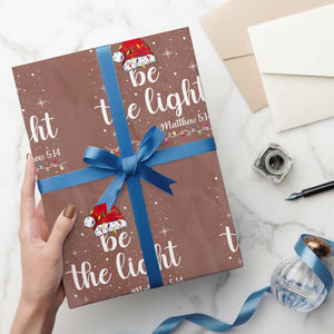 Be The Light Christmas Wrapping Paper Roll Christian Religious Bible Verse Santa Hat Pajama TS10 Mocha Print Your Wear