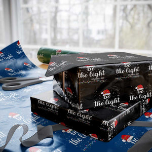 Be The Light Christmas Wrapping Paper Roll Christian Religious Bible Verse Santa Hat Pajama TS10 Black Print Your Wear
