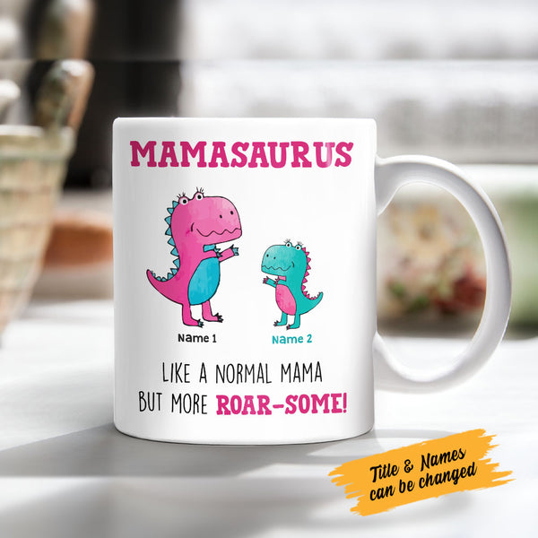 Personalized Roar Some Mom Grandma Dinosaur Mug CTM Custom - Printyourwear