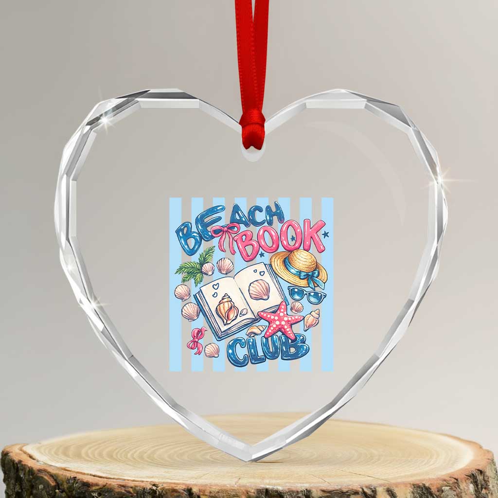 Beach Book Club Heart Crystal Glass Ornament Bookworm Summer Vacation Graphic TS12 Transparent Glass 3'' Heart Print Your Wear