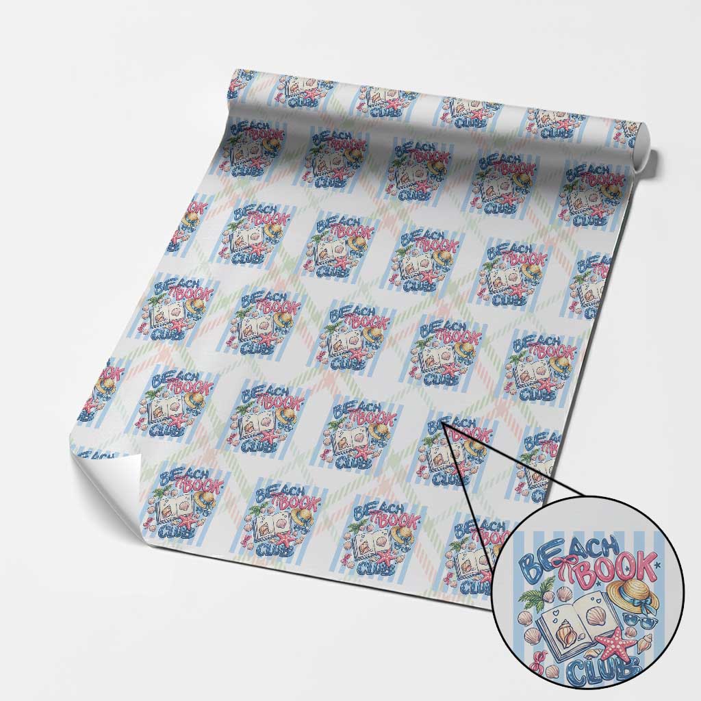 Beach Book Club Wrapping Paper Roll Bookworm Summer Vacation Graphic